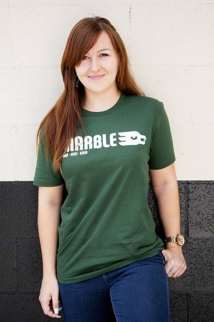 marble classic forest green tee front view women's